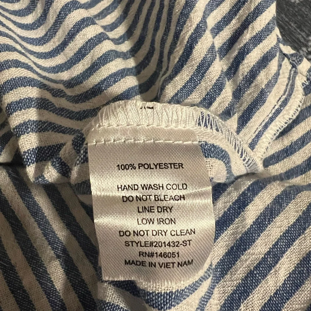 Navy and White Striped Button-Up shirt - Picture 5 of 7